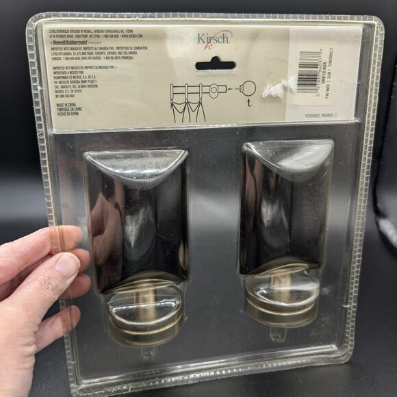 Vintage Black Curtain Rod Finials Kirsch New old stock Black Screw on  1 3/8" - Picture 2 of 9